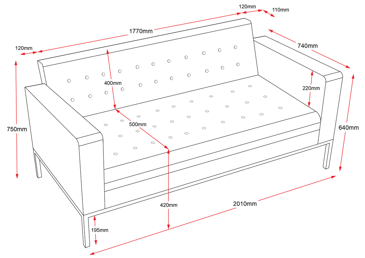 RL Venus PU Leather Upholstered 3 Seater Breakout Sofa