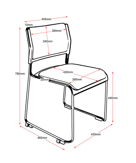 RL Wimbledon Stackable Chrome Sled Base Visitor Chair with Seat Cushion