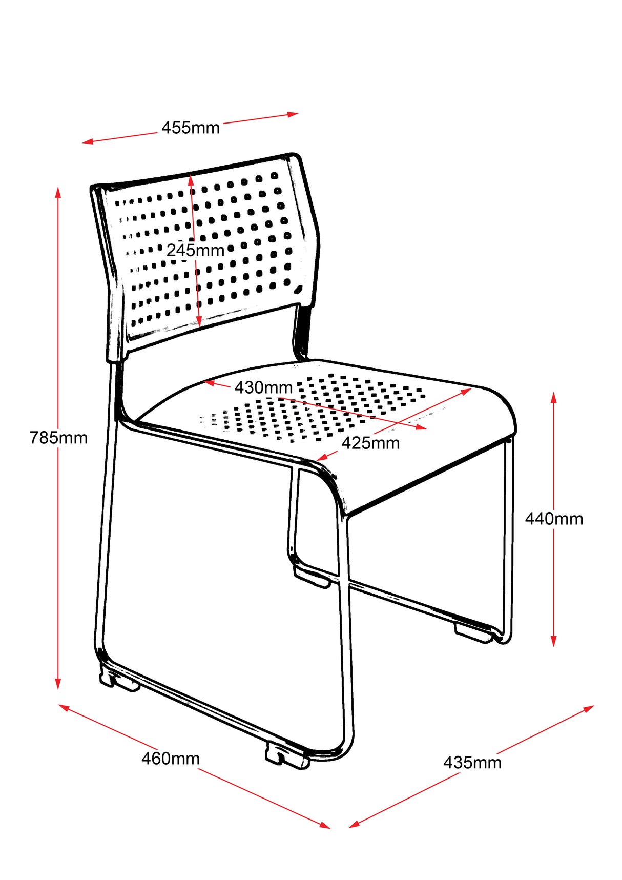 RL Wimbledon Stackable Chrome Sled Base Visitor Chair