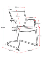 RL WMCC Chrome Sled Base Mesh Back Visitor Armchair