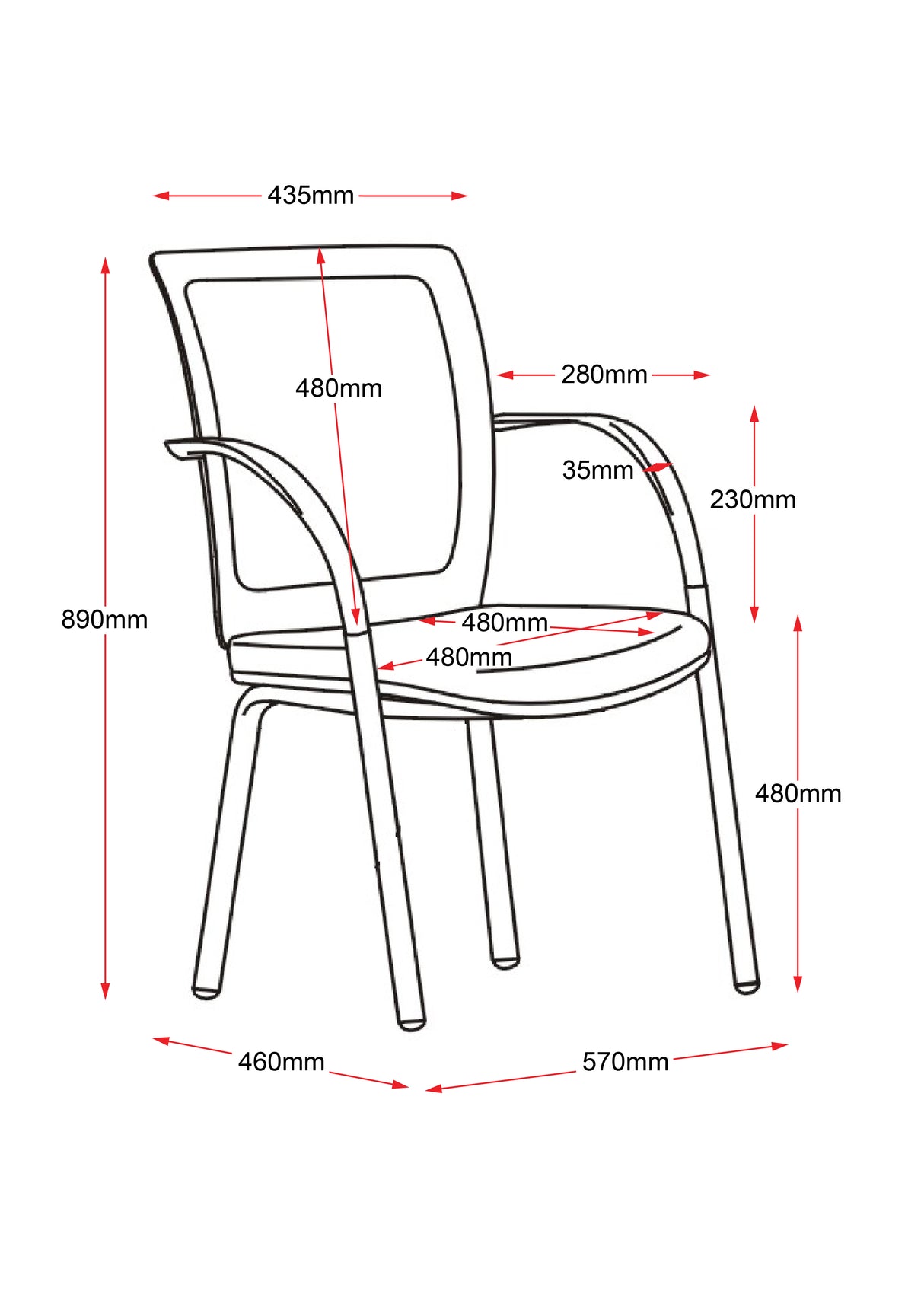 RL WMV Chrome 4 Leg Meshback Visitor Armchair