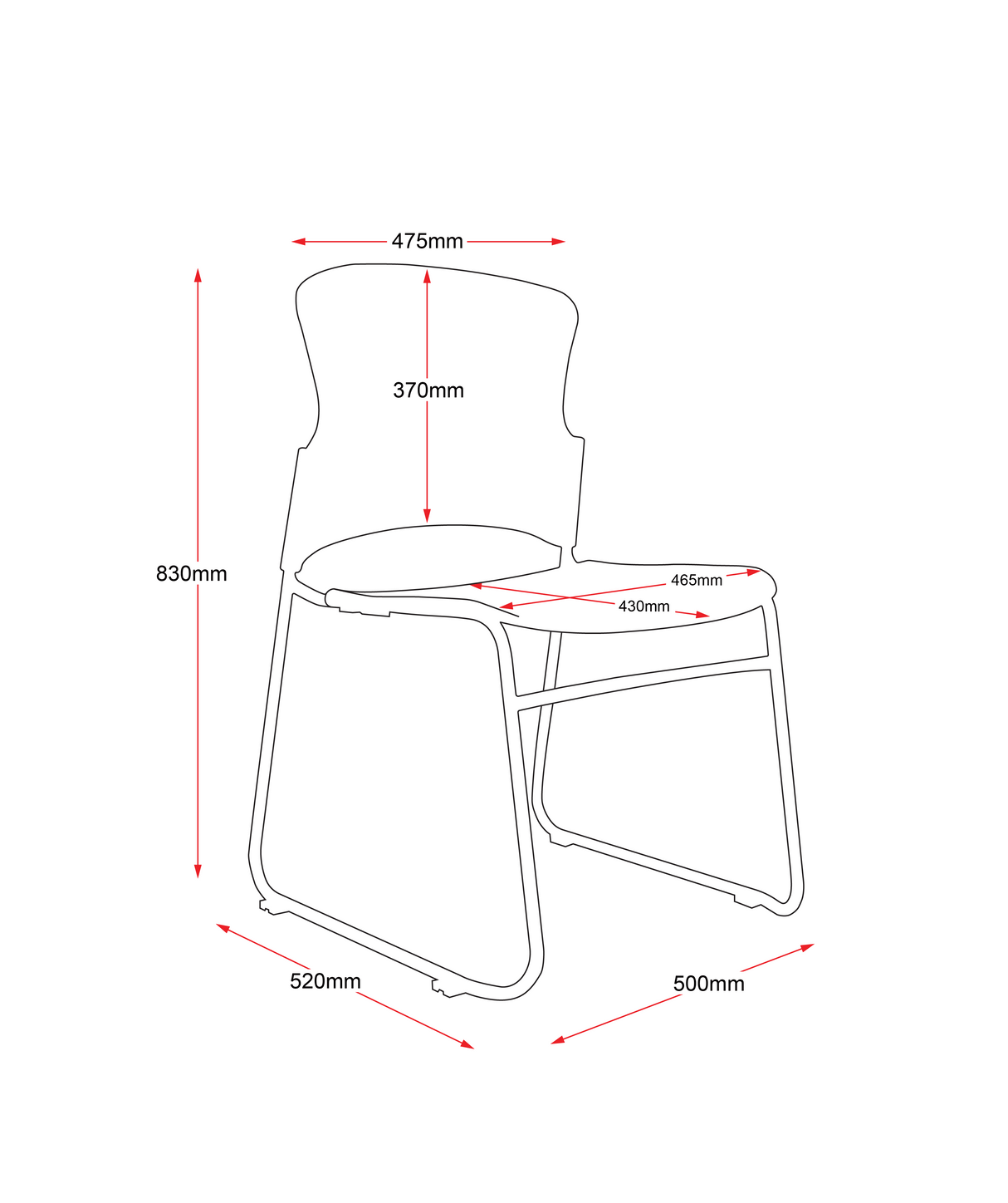 RL Zing Chrome Sled Base Stackable Visitor Armchair