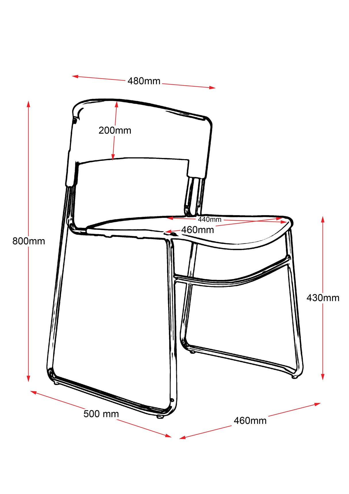 RL Zola Chrome Sled Base Stackable Visitor Chair