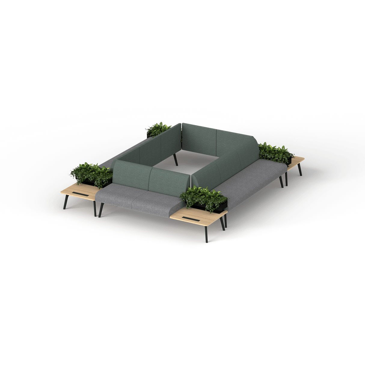 OL Willow 10 Seater Box Pattern Reception Area Sofa with 4 Side Tables