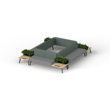 OL Willow 10 Seater Box Pattern Reception Area Sofa with 4 Side Tables