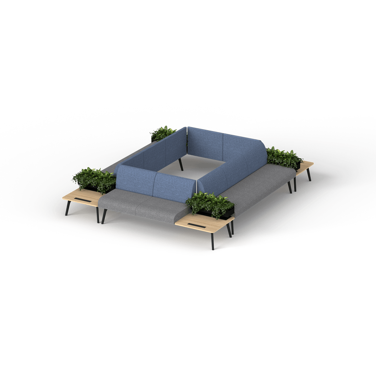 OL Willow 10 Seater Box Pattern Reception Area Sofa with 4 Side Tables