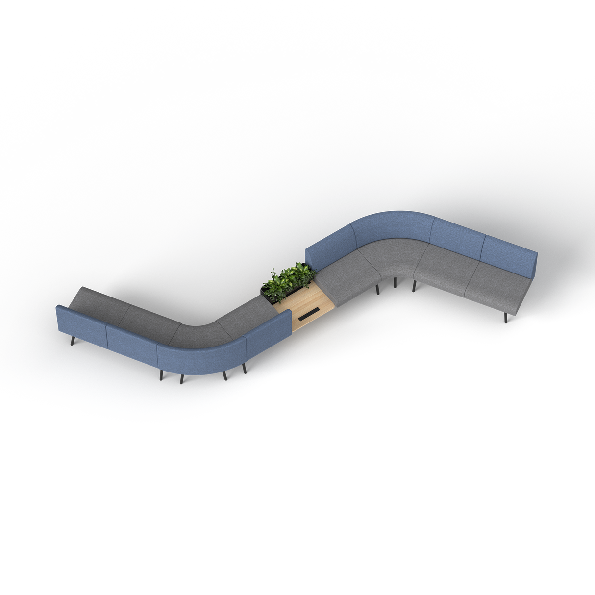 OL Willow Fabric Upholstered 8 Seater S Pattern Reception Area Sofa