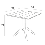 FL Siesta Paris Outdoor Square Dining Table - 80cm