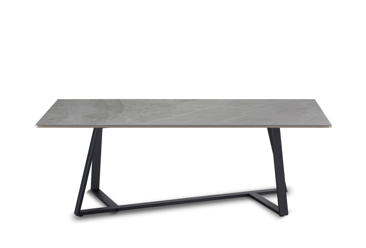 RL Piedra Grey Marble Look Stone Top Metal Leg Coffee Table