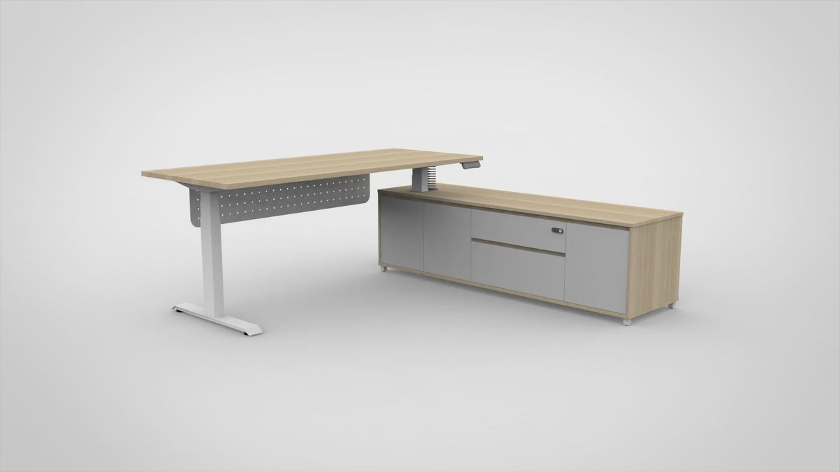 RL Boost Height Adjustable Executive Desk with Return Cabinet