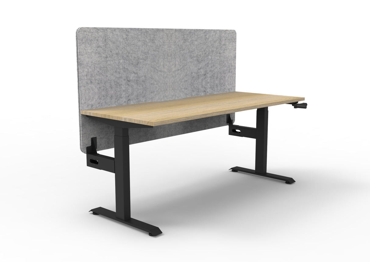 RL Boost Crank Single User Height Adjustable Workstation with Grey Eco Panel Screen