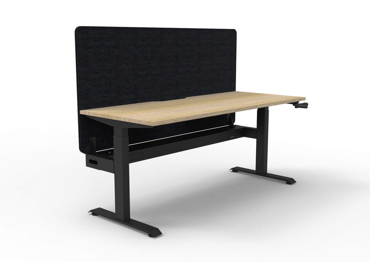 RL Boost Crank Single User Height Adjustable Workstation with Black Eco Panel Screen