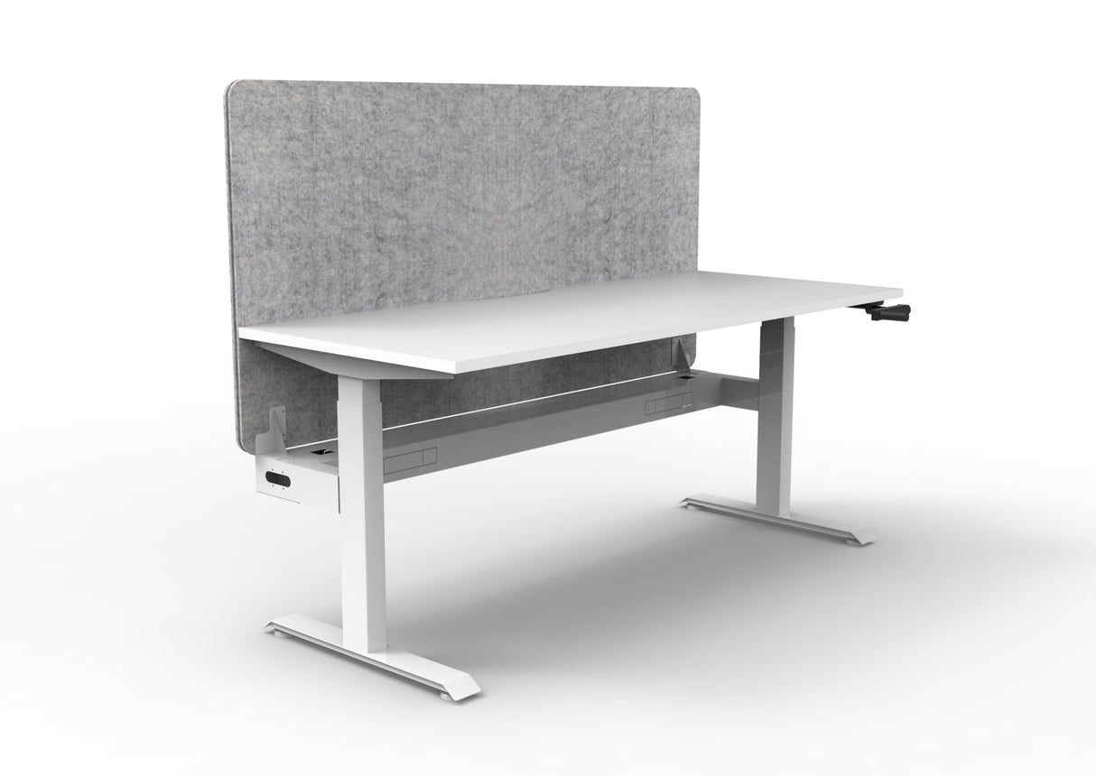RL Boost Crank Single User Height Adjustable Workstation with Grey Eco Panel Screen