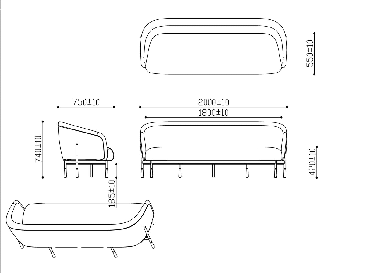RL Cosmos Fabric Upholstered 3 Seater Breakout Sofa