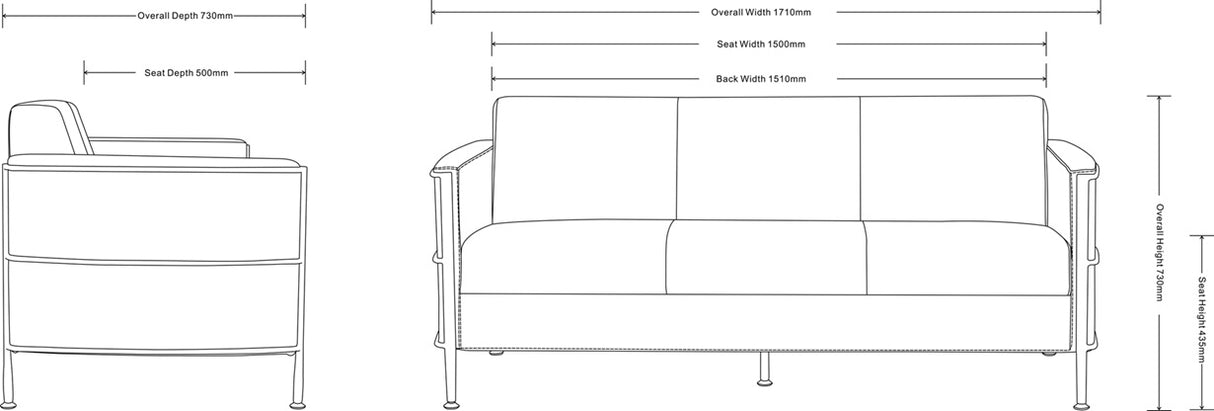 RL Eclipse PU Leather Upholstered 3 Seater Breakout Sofa