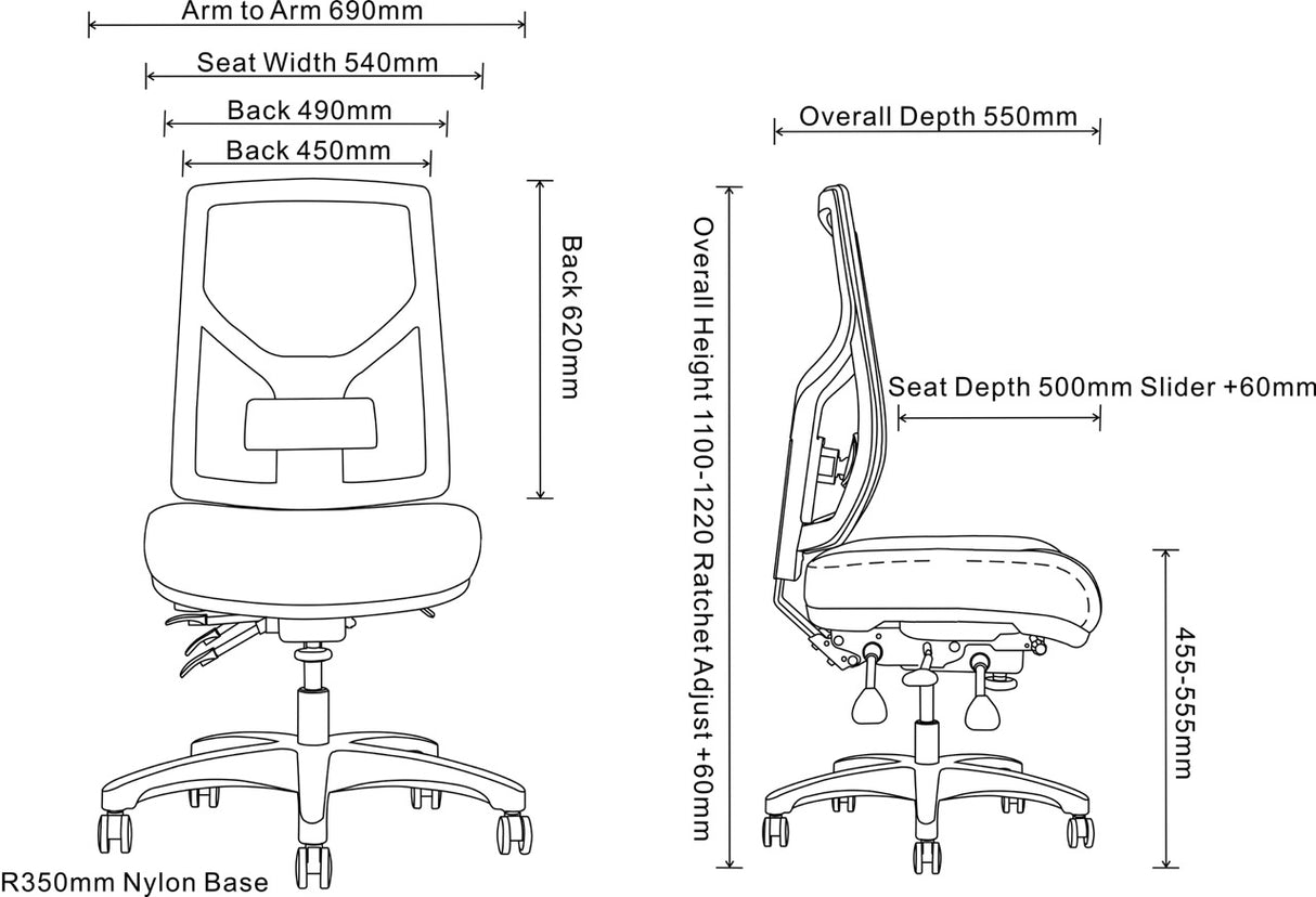 RL Gust Mesh Back Ergonomic Task Chair