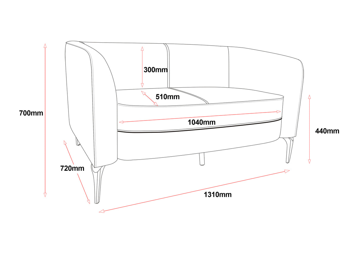 RL Liso PU Leather Upholstered 2 Seater Breakout Sofa