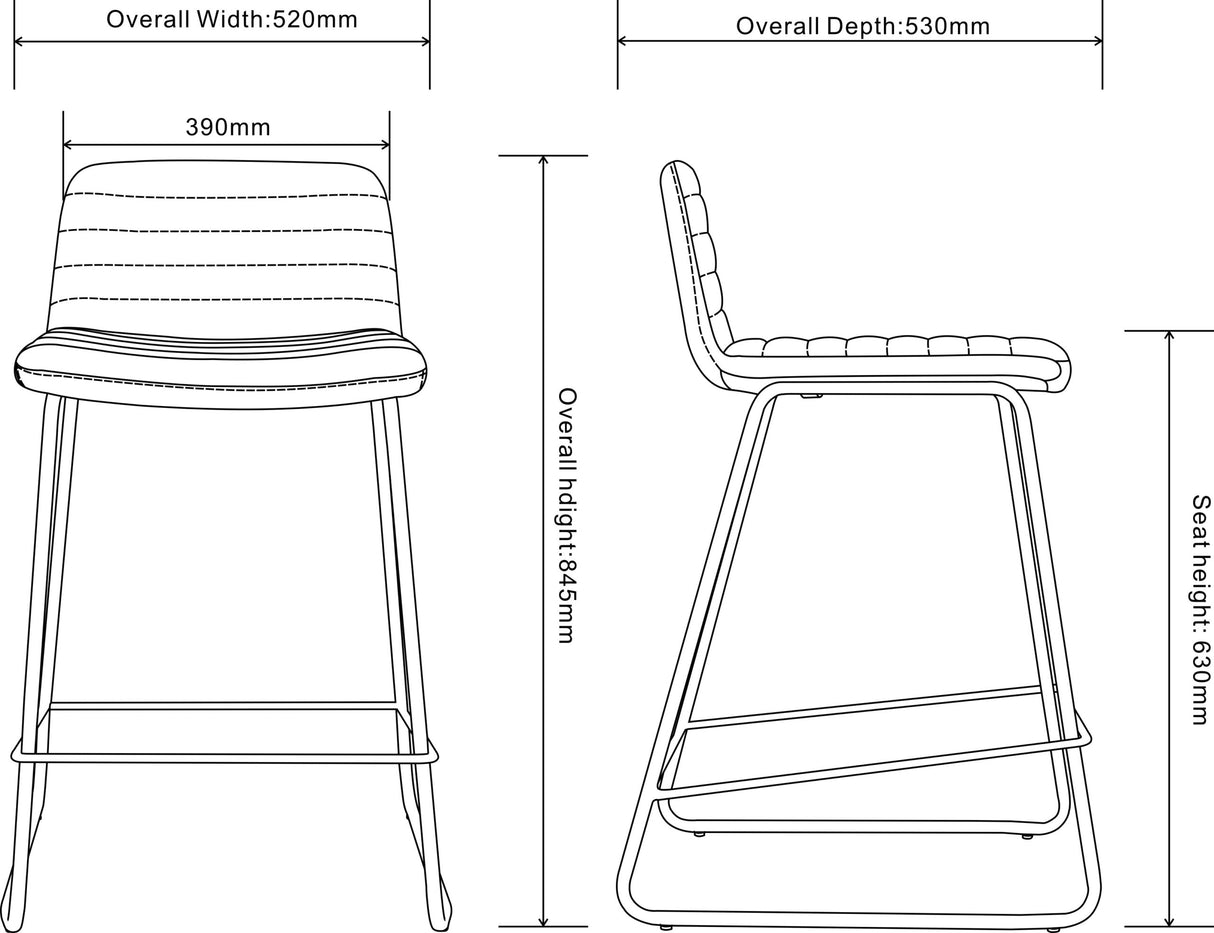 RL Pixel Fabric Upholstered Sled Base Kitchen Stool - 630H
