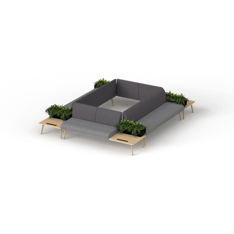 OL Willow 10 Seater Box Pattern Reception Area Sofa with 4 Side Tables