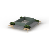 OL Willow 10 Seater Box Pattern Reception Area Sofa with 4 Side Tables