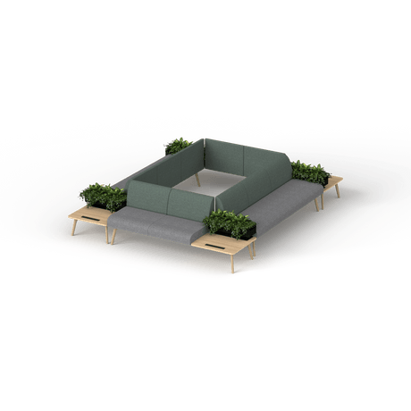 OL Willow 10 Seater Box Pattern Reception Area Sofa with 4 Side Tables