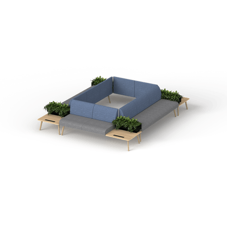 OL Willow 10 Seater Box Pattern Reception Area Sofa with 4 Side Tables